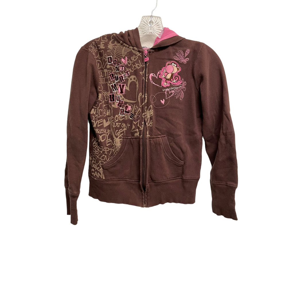 VTG Y2K Bobby Jack Hoodie Couture Bubblegum Chocolate Fashion Size Large Girls